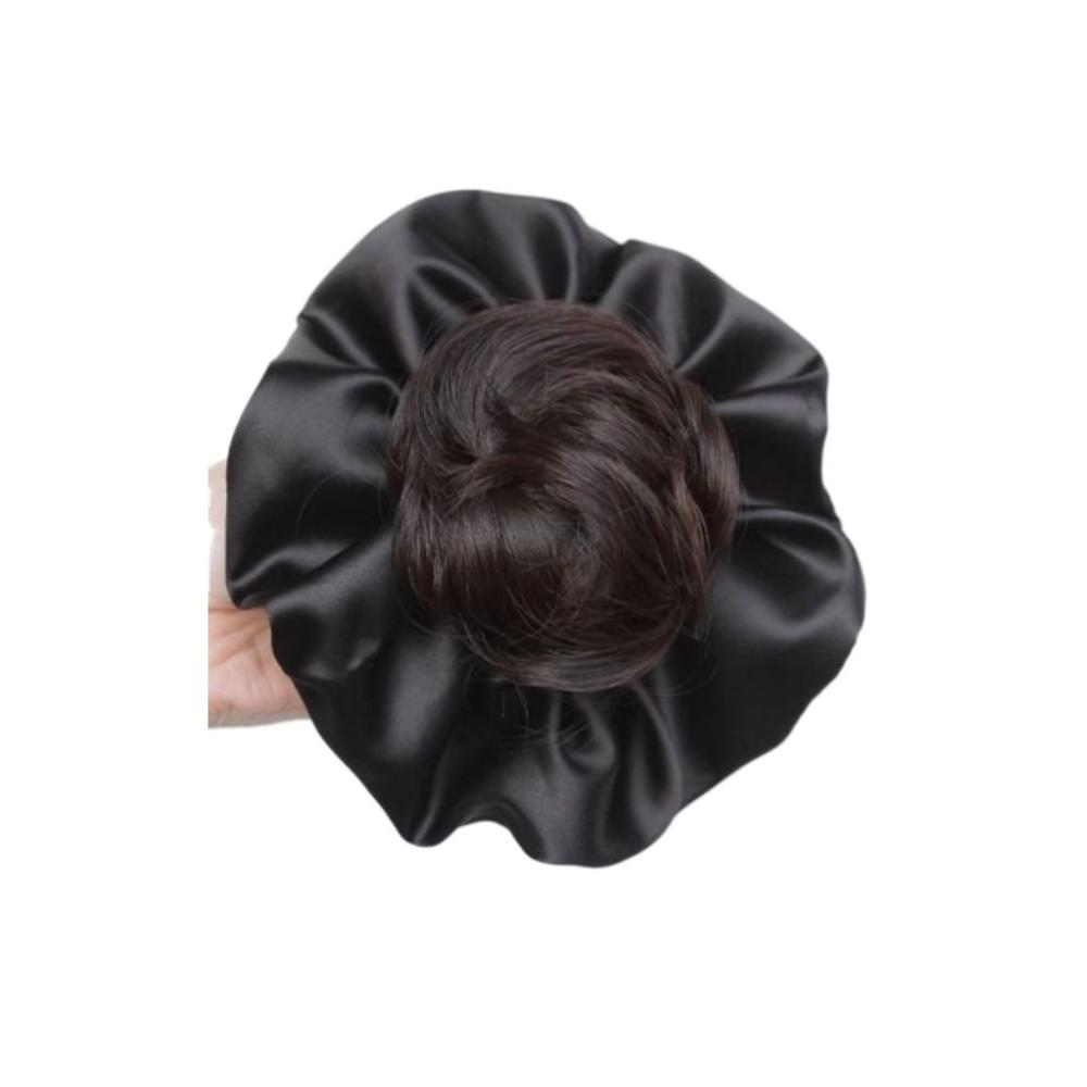 Satin Scrunchie False Hair Pieces Claw Clip Ponytail Chignon Fashion Flower Bun Head Wig  Daily Use