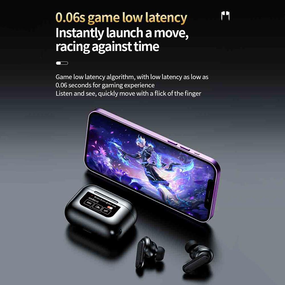 Wireless Bluetoth 5.4 Earphones LCD Touch Screen Headphones Noise Cancelling Headsets HiFi Stereo Earbuds Long Battery Life