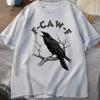F Caw Funny Crow Tshirt Unisex Women Humor Unhinged Animal T Shirt Loose Vintage Graphic T Shirts Cotton Comfortable Male Clothes