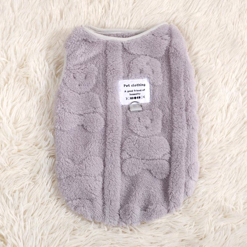 Autumn & Winter Minimalist Pet Sweater: Solid Color Fleece Vest for Dogs & Cats