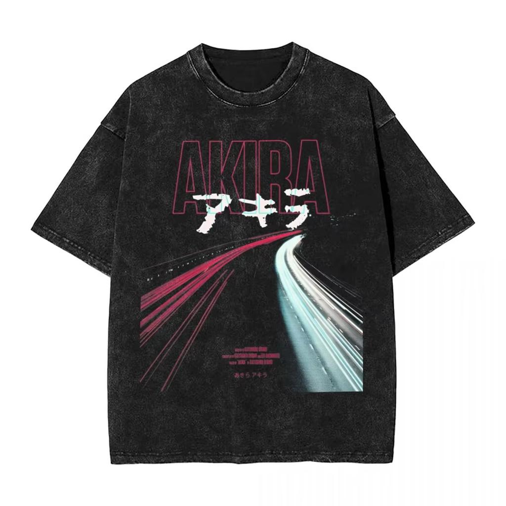 Manga Akira Graphic T Shirt Harajuku Vintage Washed T-Shirts Men Women Clothing Cotton Short Sleeve Tees Tops