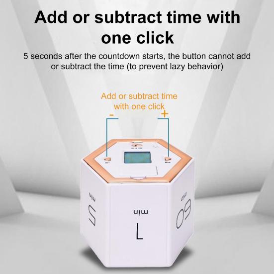 Вращающийся таймер Pomodoro на 5-60 минут, светодиодный дисплей, ползунковый переключатель, шестигранный стол, перевернутый таймер производительности, вибрация, беззвучный будильник для работы, учебы, кухни