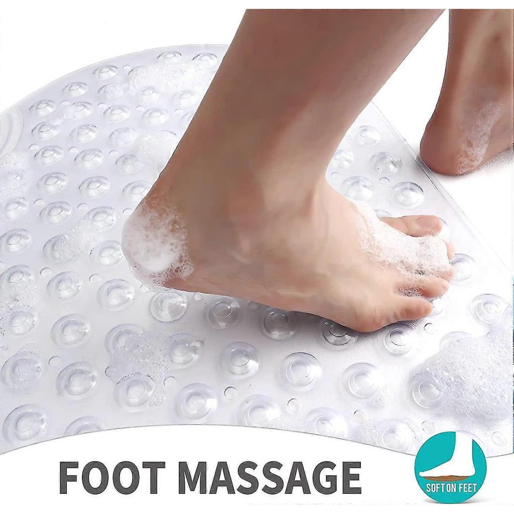 Bath Mat,non-slip Anti-mould Shower Mat,bathtub Mat With Suction Cup And Drain Holes,machine Washable,100 X 40cm Clear2pcs