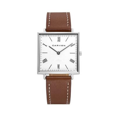 [ЧАСЫ CARVEN] ЧАСЫ CARVEN Мужские кожаные часы CV643-WH/BR
