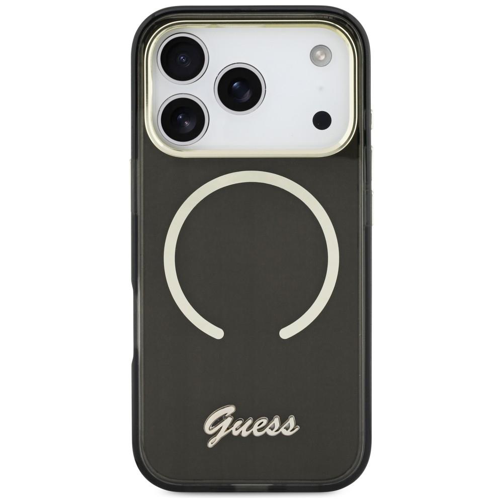 Guess IML Script Metal MagSafe Case for iPhone 17 Pro Max Black