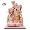 Christmas Snowman Home Accents Windmill Wooden Ornament, Decorative Craft with Rotating Theme Desktop Ornament Blades, Handmade Figurine for