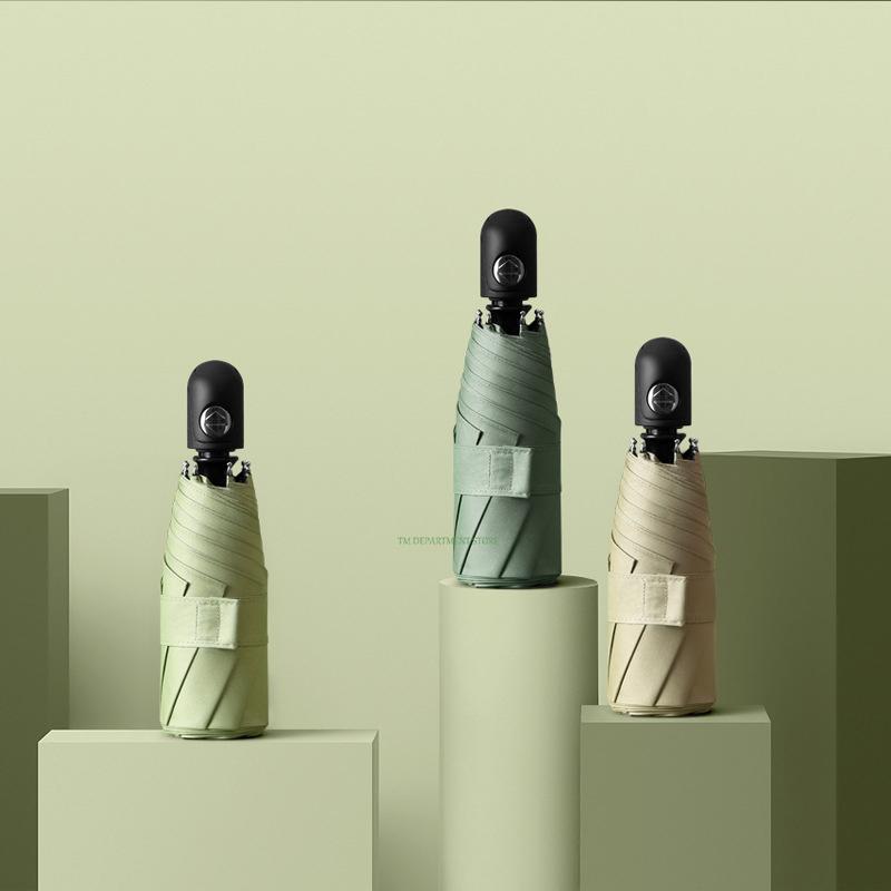 Мини-складной зонт для женщин, полностью автоматический, ветрозащитный, черное покрытие, зонтик от солнца, защита от ультрафиолета, для путешествий, подарки, 8 ребер, 5