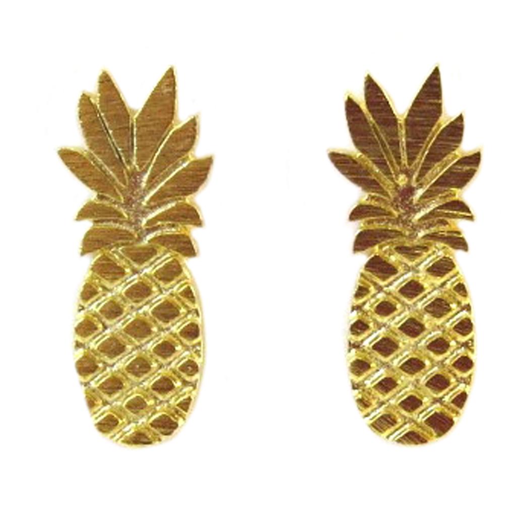 7bis [Q6085] - Gold 'Pineapple' Handmade Earrings - 13x5 Mm