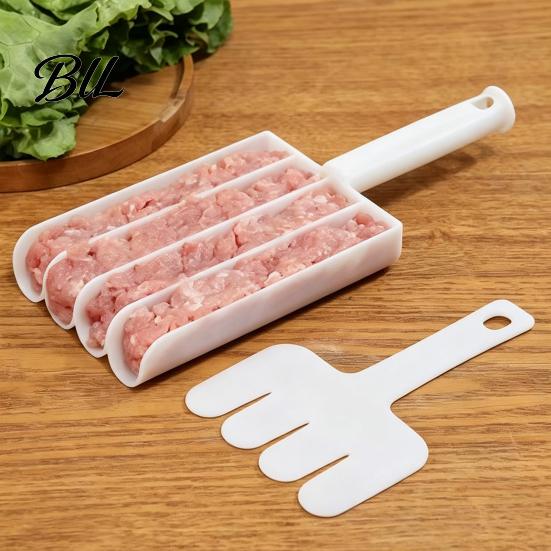Kitchenware for Hot Pot Meatball Maker Tool with Pusher, 3/4 Compartments Design, Food Grade PP Cooking Gadgets Soup Non Stick Spoon, Nonstick