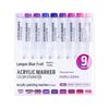Blue Fruit M510 Soft Head Acrylic Marker Pen Set - 9 Colors for Art, Painting, and Graffiti