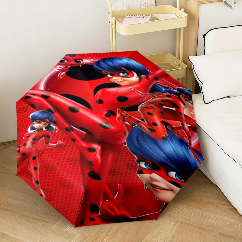 Miraculous Ladybug Theme Automatic Umbrella Suitable Travel Portable Umbrella Outdoor Sun Shading Umbrella Gift Daily Essentials