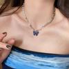 Butterfly pearl necklace female high sense personality hip hop neck chain niche simple versatile collarbone chain tide