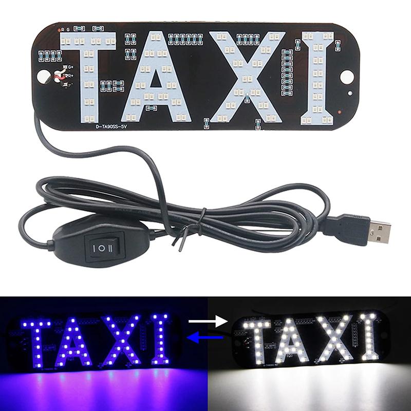 Световой знак такси, Двухцветный светодиодный знак такси, 2-цветный светодиодный фонарь такси с возможностью изменения цвета, Крепление на окно автомобиля с USB (Красный и зеленый, USB)