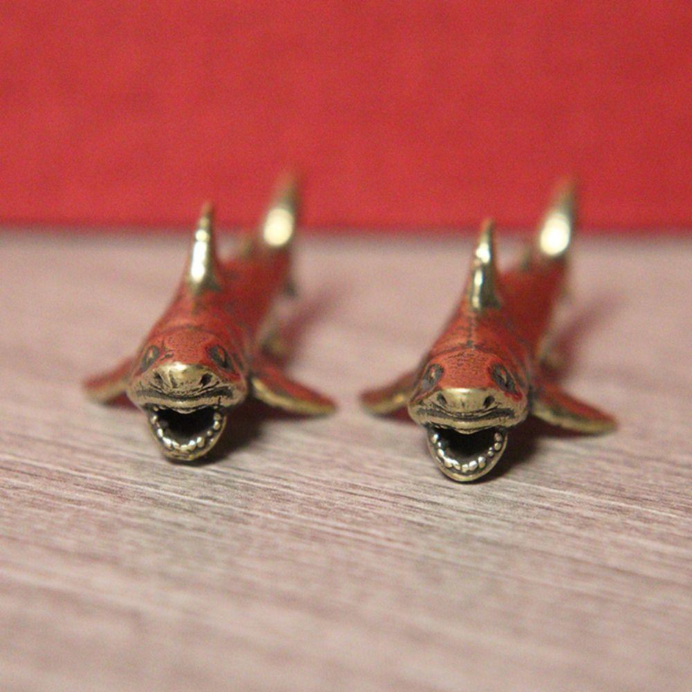 Shark Shark Statue Solid Brass Miniatures Figurines Personality Keychain Pendant  Car Keychain