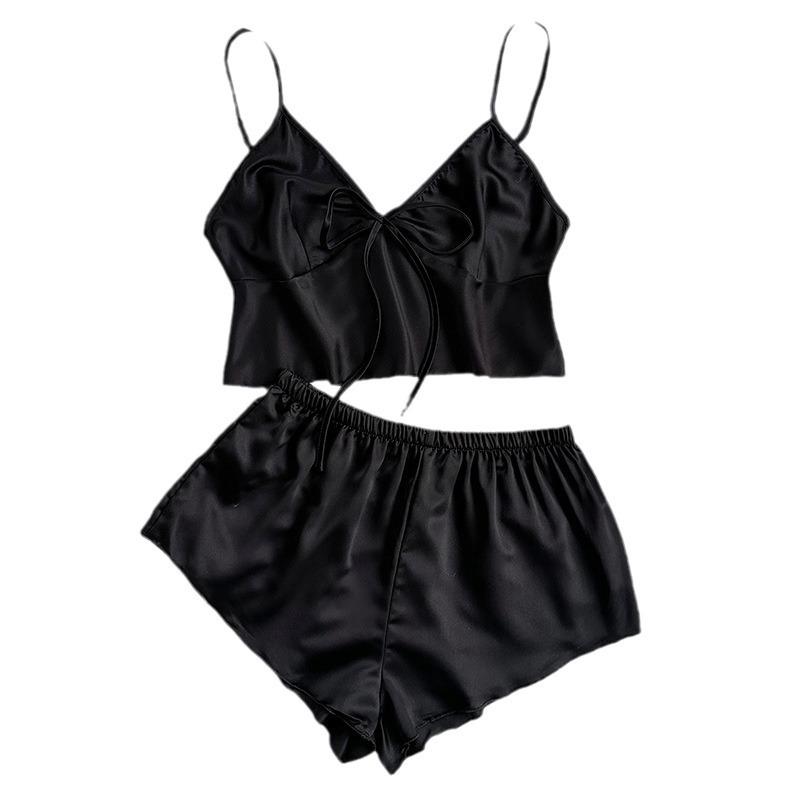 Пижама из шёлка Ice Silk, женская мода, комплект из двух предметов для дома, тонкие домашние подтяжки, шорты
