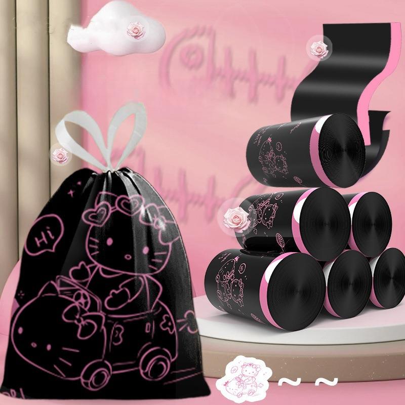 Мусорные пакеты Hello Kitty на завязках Утолщенные Ароматизированные Кухонные Мусорные Пакеты Рулон