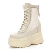 Fashion 11cm Air Mesh Hollow Cow Genuine Leather Fashion Summer Sandals Casual Knee High ZIP Ankle Boots Breathable Wedge Platform Shoes