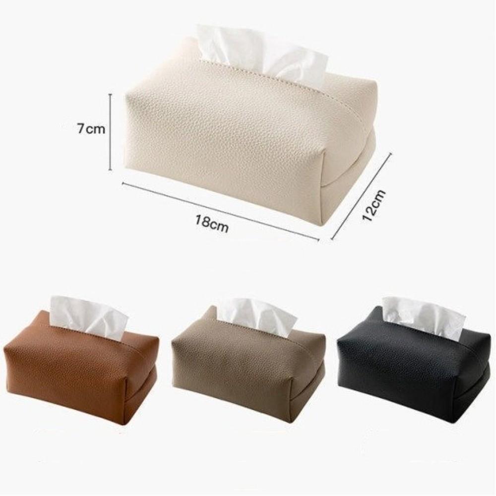 Artificial Leather Tissue Box Desktop Decoration Napkin Holder Tissue Storage Box Living Room