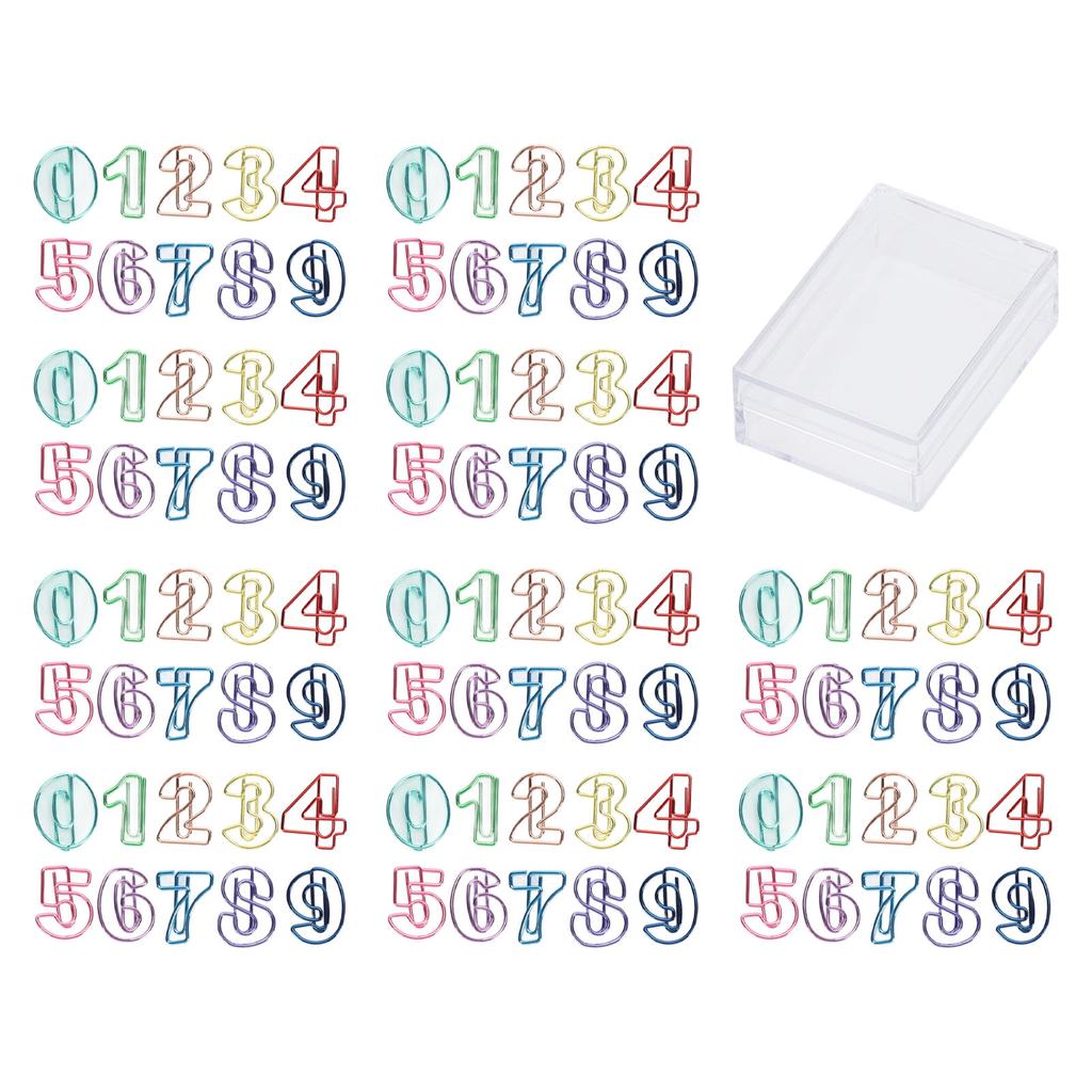 100Pcs Number Shape Paper Clips Funny Cute Rich Colors Bookmark Strong Clamping Fancy Paperclips