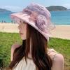 Breathable Thin Bow Sunshade Cap Portable Sunscreen Basin Hat Floral Fisherman Hat  Travel