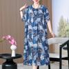 Summer Ovesize Long Dress for Women Elegant Short Sleeve Loose Vintage Print Dress Female