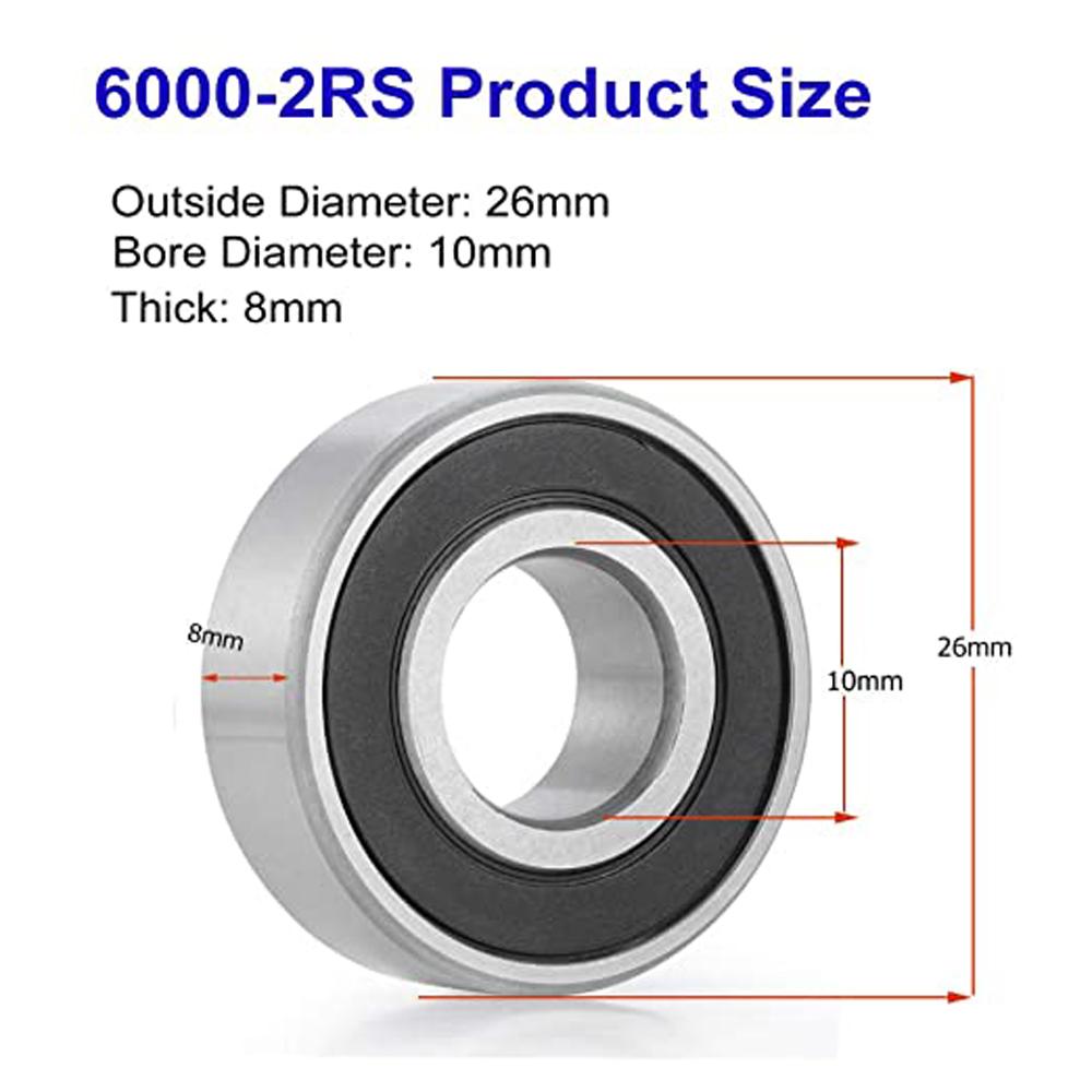 6000RS 10X26X8mm Deep Groove Miniature Bearing 6000-2RS Велосипедный подшипник Подшипники Шариковый подшипник