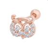 Owl 14K Gold Needle Rose Gold Cubic Zirconia Piercing (S8539518)