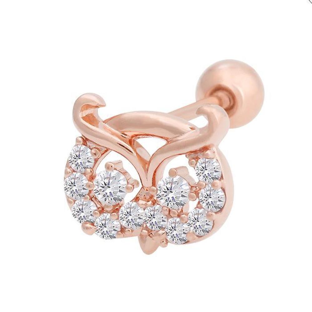 Owl 14K Gold Needle Rose Gold Cubic Zirconia Piercing (S8539518)