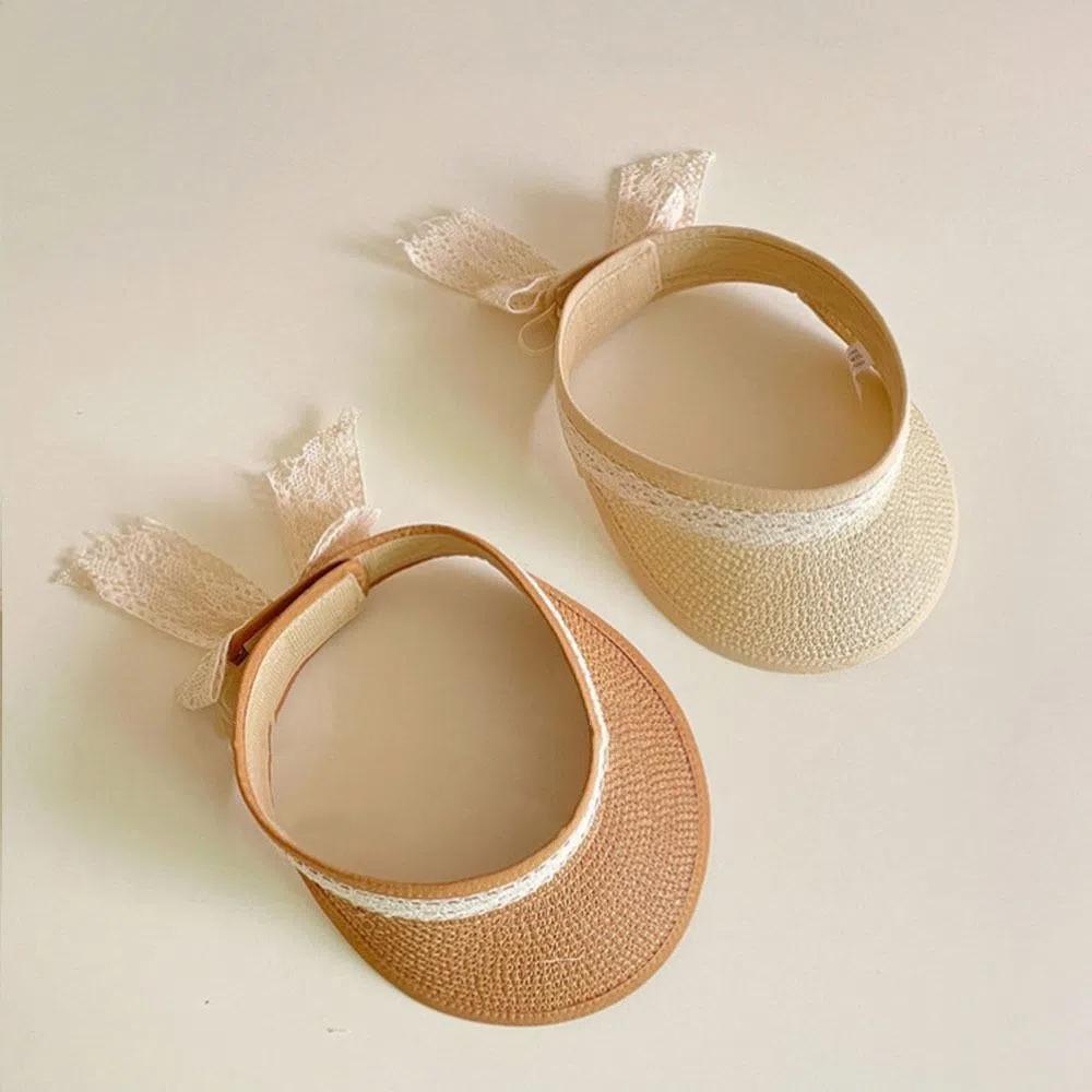 Summer Baby Straw Caps Korean Children Sun Hat Ins Bow Lace Straw Hat  Vacation