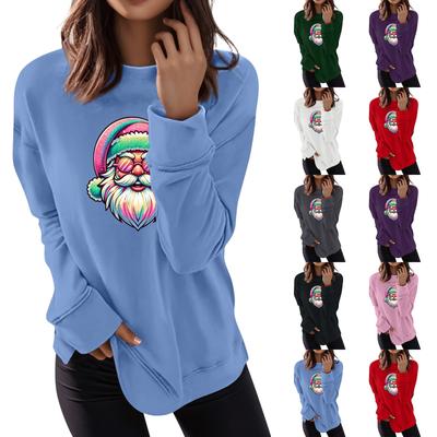 Женская мода повседневная рождественская мультяшная принтованная круглая горловина топ