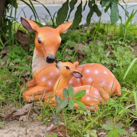 Garden Deer Statue Sika Deer Mother And Son Sculpture Weatherproof Outdoor Deer Statue for Lawn Backyard Patio Decor