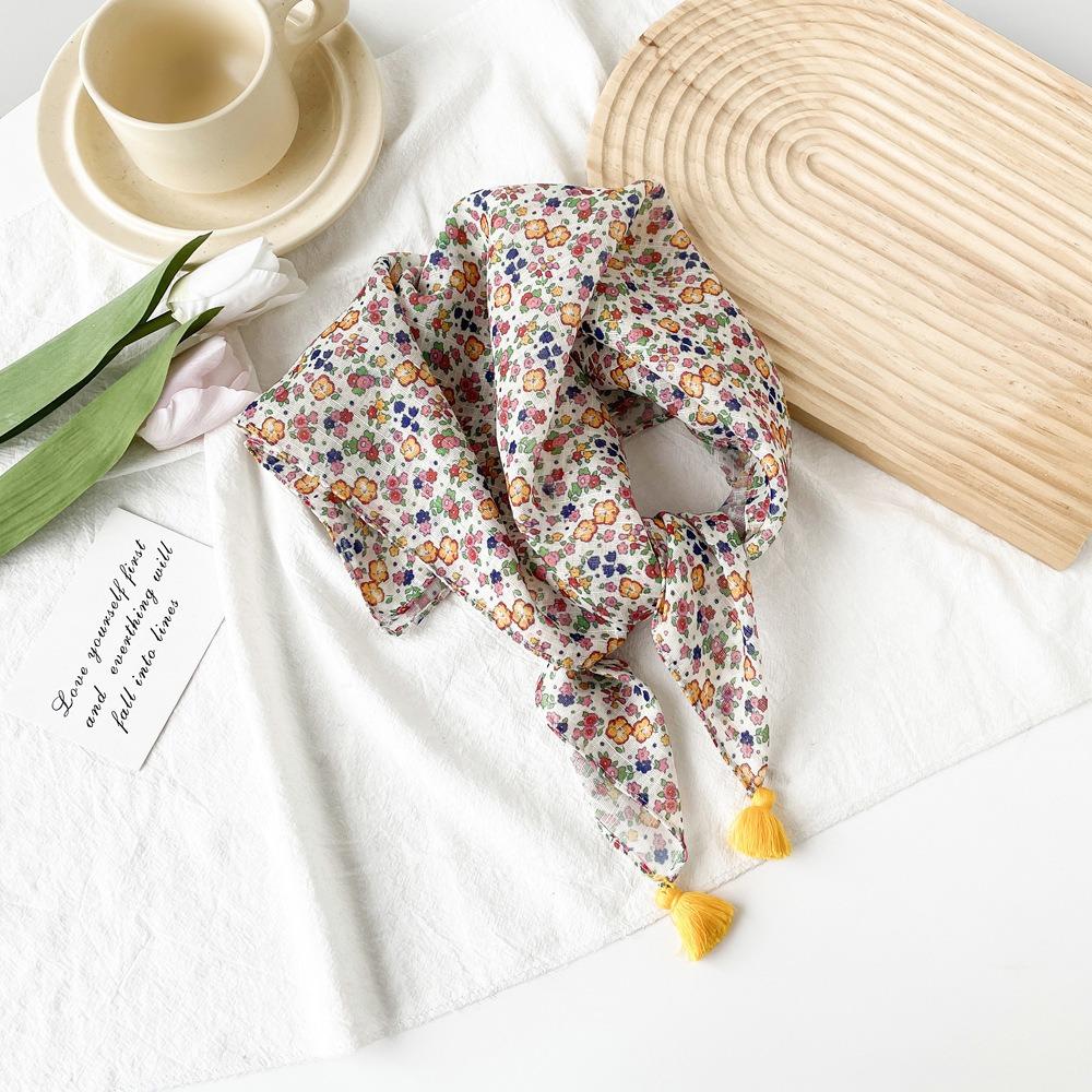 58 * 58 см Four Seasons Available New Fresh Baotou Towel Cashew Ароматный цвет Контрастный дышащий солнцезащитный шелковый шарф Легкий треугольный шарф