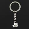 Fashion 30mm Key Ring Metal Key Chain Keychain Jewelry Antique   Plated Coffee Tea Cup And Saucer 15x14mm Pendant