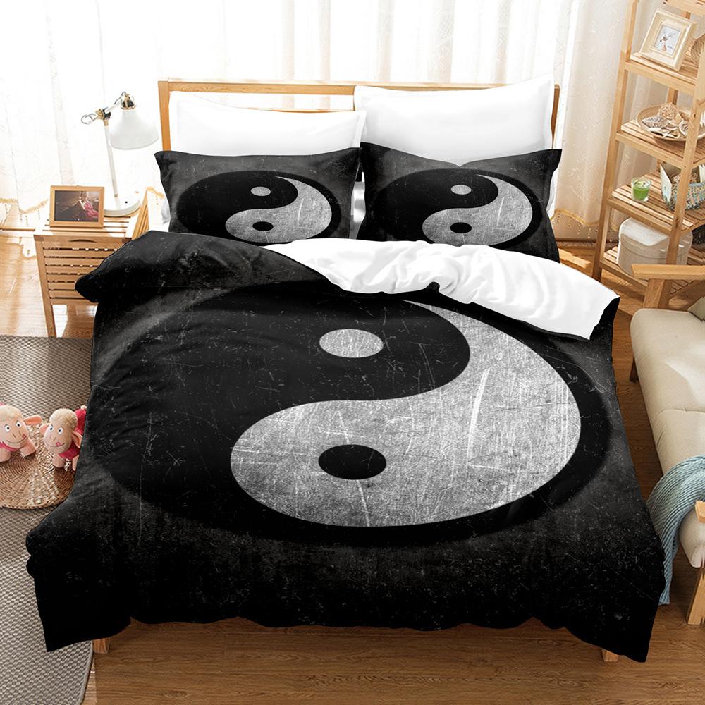 3D комплект постельного белья в китайском стиле Инь Ян, двухуровневый пуховый пододеяльник, 2/3 шт. EU135 * 200, односпальная или двуспальная кровать, мягкий домашний текстиль с принтом тай-чи