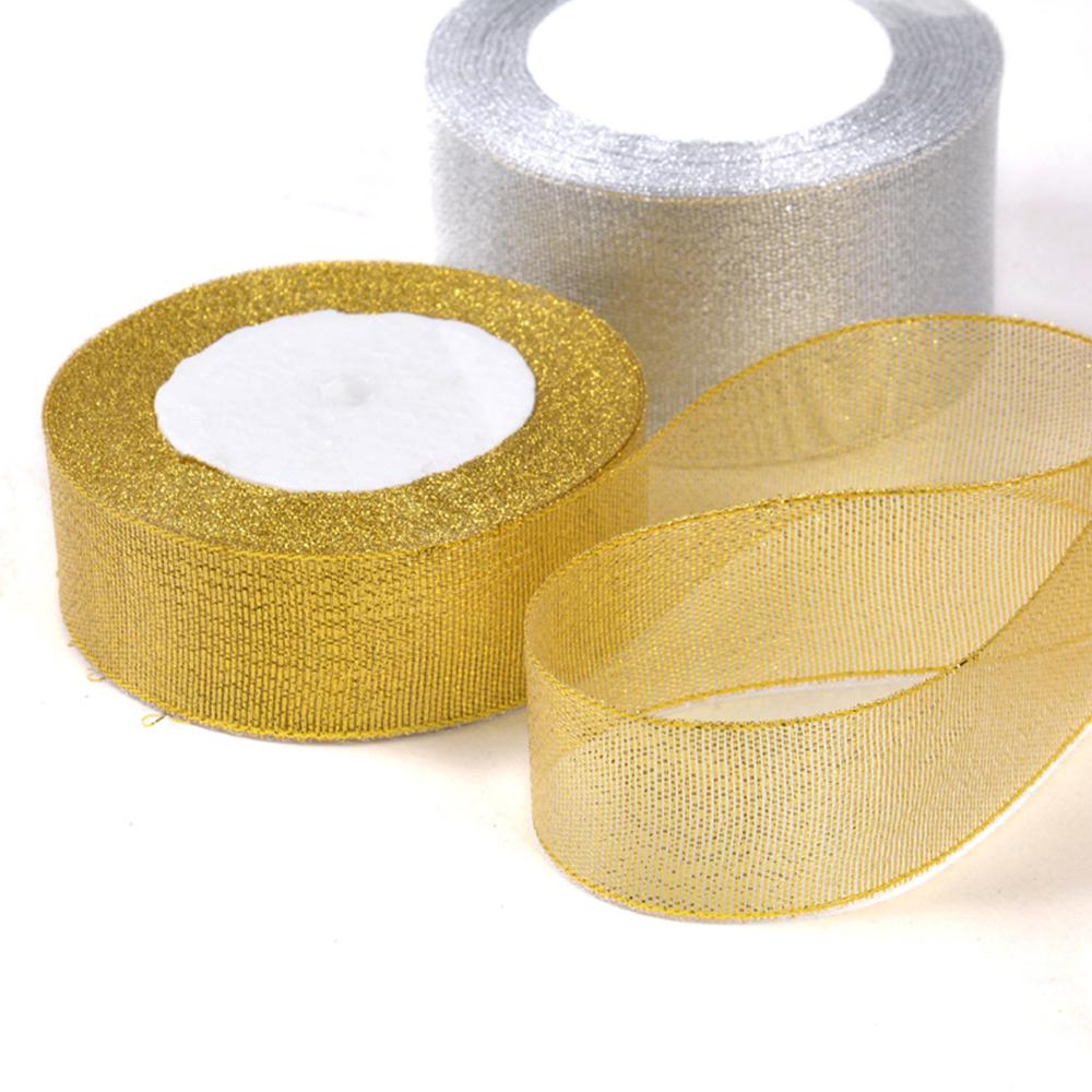 1 шт. золото/серебро шелковая атласная органза блестящая лента 0,6-5 см луковый пояс для свадебного торта подарочная упаковка