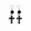Серьги в готическом стиле Black Rose с подвеской в виде креста - религиозные украшения с распятием для женских вечеринок и аксессуары в готическом стиле