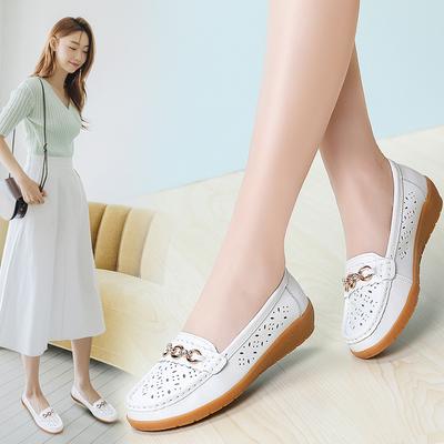 Туфли на танкетке Женские 2025 Новые Повседневные Классические Элегантные Конфетные Цвета Кожаная Обувь Удобная Женская Обувь для Ходьбы Лоферы