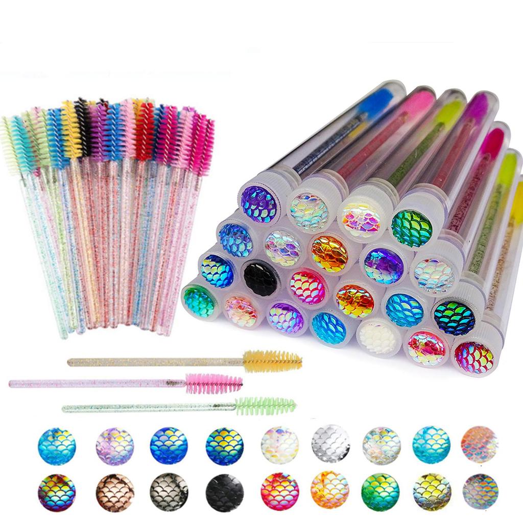 50pcs Reusable Mascara Wand Tube for Eyelash Extension Eyelash Spoolies Cleaning Eyebrow Brush Resin Drill Replaceable Dust-proof