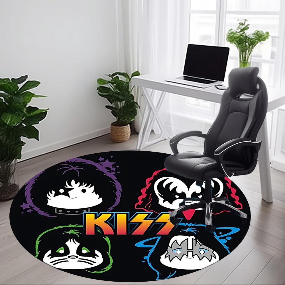 1 шт. Круглый ковер с логотипом группы KISS для офиса, под офисные стулья, спальни, гостиной, домашний декор a1016273