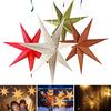 Christmas 3D Paper Star Lantern 7 Point Hollow Paper Star Lampshade Hanging Decoration for Christmas New Year Wedding Party Holiday Birthday