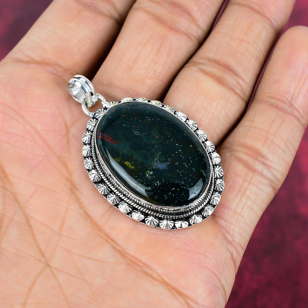 Bloodstone 925 Solid Sterling Silver Pendant Handmade Gemstone Jewelry, Gifts For Wife Brand New Pendant