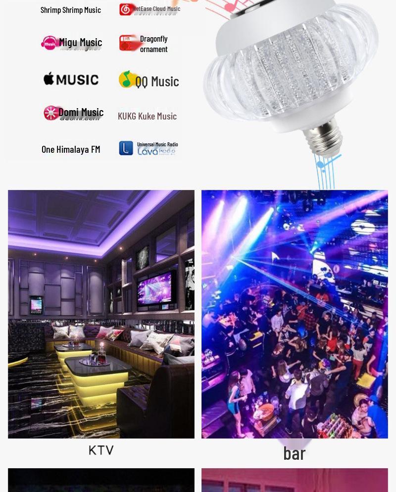 Bluetooth LED Музыкальная Лампочка: 7-цветная светодиодная подсветка для колонки с пультом дистанционного управления для сцены и создания атмосферы