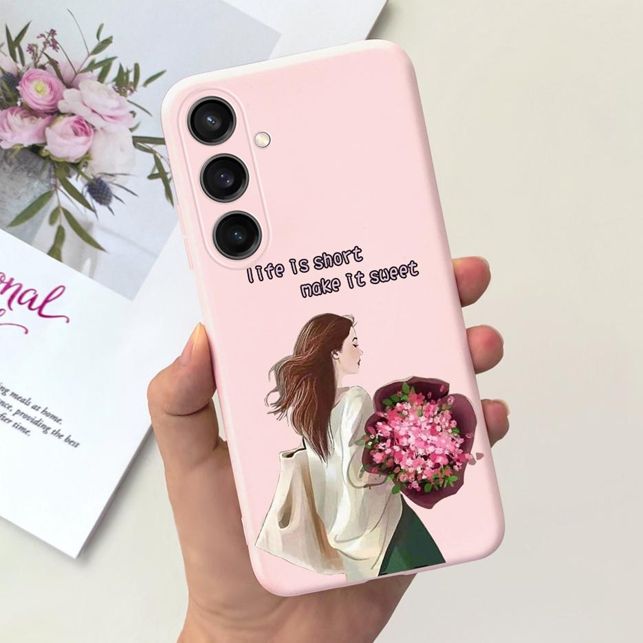 Чехол для Samsung Galaxy A55 Красивый мультяшный дизайн Девочки Подсолнух Мягкий ТПУ Чехол для телефона Для Samsung A15 A25 A35 A55 5G Fundas Coque