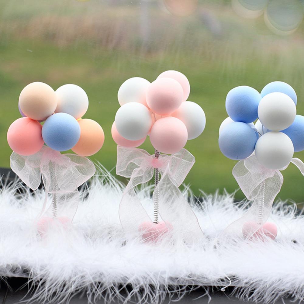 Car Ornaments Nodding Balloon Car Dashboard Decor Spring Shaking Head Toys Bobblehead Pink Car Accessory For Women Girls Gifts
