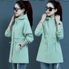 Женская куртка-тренчкот корейская весна-осень свободные длинные рукава короткие пальто женская ветровка с капюшоном верхняя одежда топы