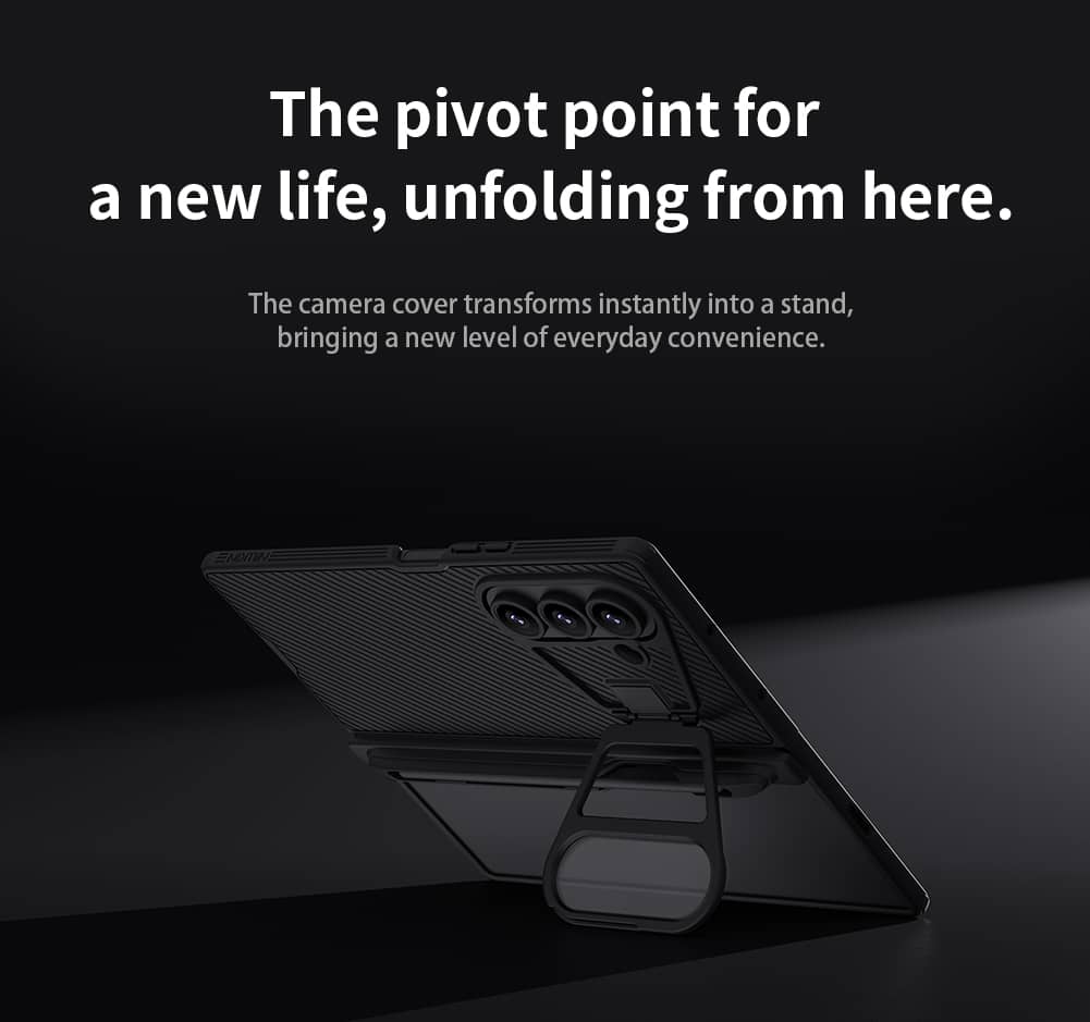 Чехол Nillkin CamShield Prop для Samsung Galaxy Z Fold 7 5G с прозрачной защитой камеры, подставкой и держателем для S Pen, противоударный