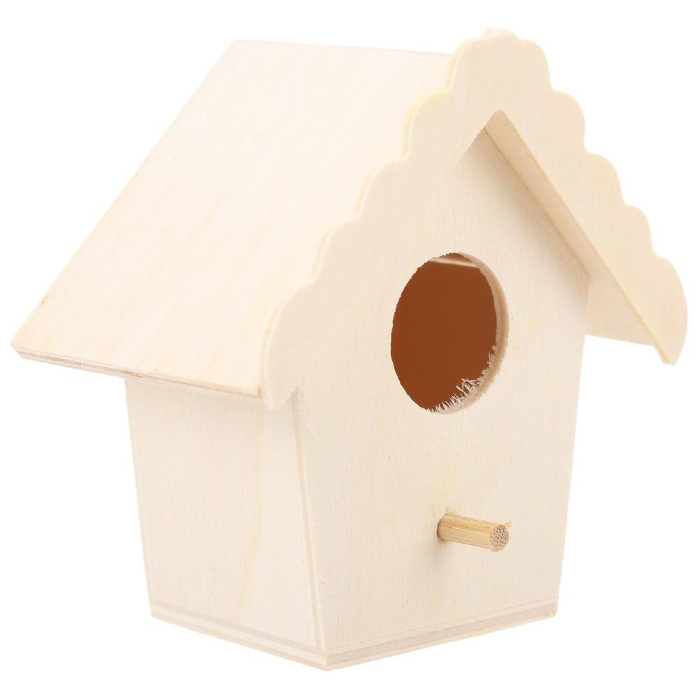 Composite Board Unfinished Bird House Lace Eaves Design Decorative Nest Box For Kids