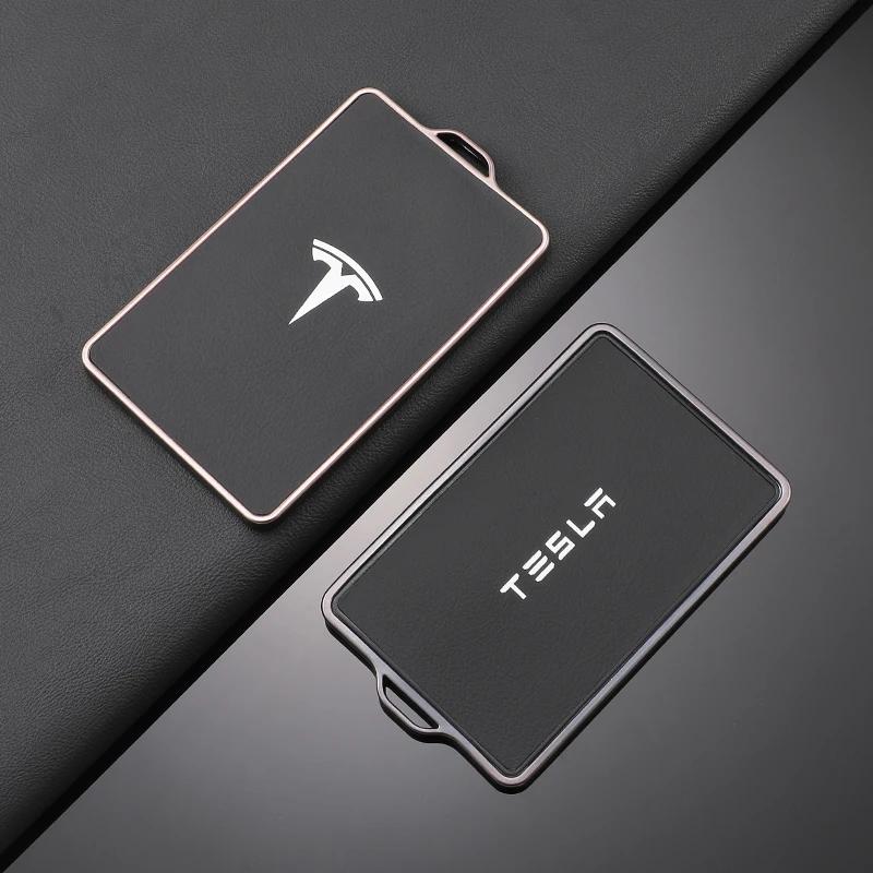 High Quality Leather Car NFC Key Case Shell Cover Fob for Tesla Model 3 S X Model Y Key Case Protector Holder Auto Accessories