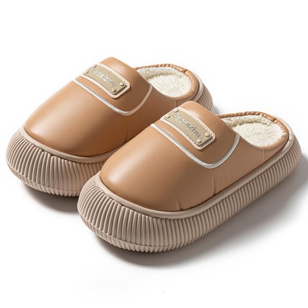 Removable Waterproof Cotton Slippers Autumn and Winter New Indoor Home Warm and Non-slip Couple Outer Wear Cotton Mop