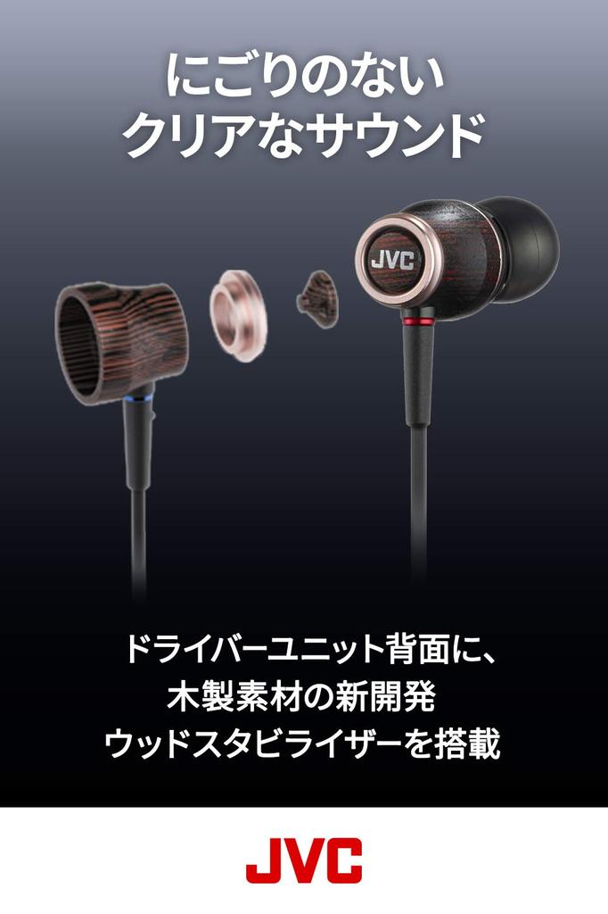 Наушники-вкладыши JVC Kenwood серии JVC WOOD, совместимые с источником звука высокого разрешения HA-FW03 CLASS-S HA-FW03
